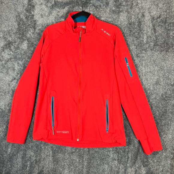 K-Way Jacket Mens Large Red Full Zip Soft Shell 1 Winter Outdoors Comfort Pocket - Picture 1 of 7
